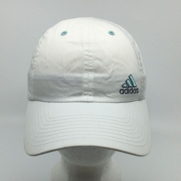 Adidas White/Teal Velcro Back Climalite lightweight Running Hat - Picture 1 of 14